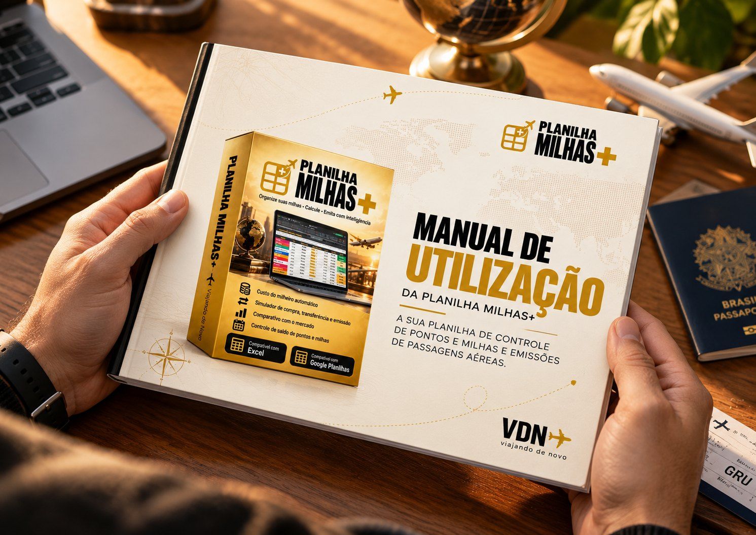 Manual de utilização da Planilha Milhas+, com 53 páginas
